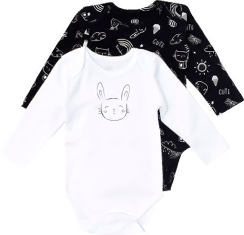 Боди Фламинго ясельное 2 шт. р.68 черно-белый 449-217 