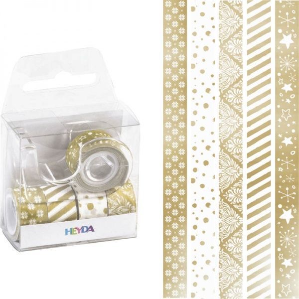 Набір клейкої стрічки паперової Золоті відтінки 12 ммх3 м 203584580 5 шт. Heyda