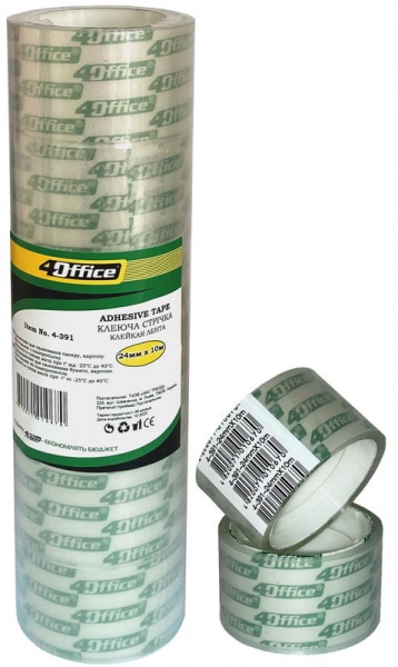 Прозора клейка стрічка 24 мм 10 м 4-391 4Office