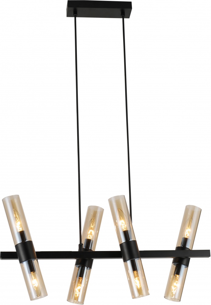 Люстра подвесная Sensio Borealis 8x40 Вт E14 черный/амбер ALG-74783/8L