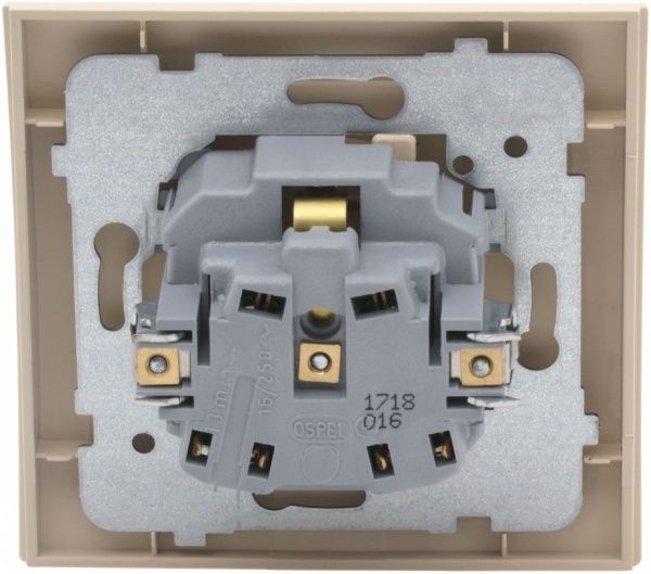 Розетка із заземленням Ospel Kier 16 А 250 В без шторок з кришкою кремовий GPH-1WS/01/d