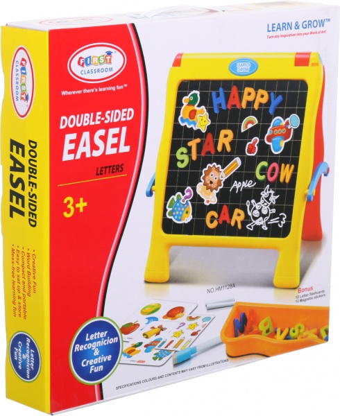 Мольберт двухсторонний Huamei магнитный 41х40х7.7 см с набором голубой HM1128B