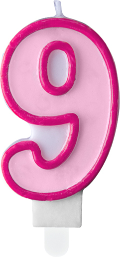 Свічка для торта Partydeco цифра 9 рожева 7 см (SCU1-9-006)