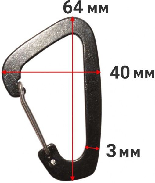 Карабин алюминиевый с рычагом 3x40x64 мм