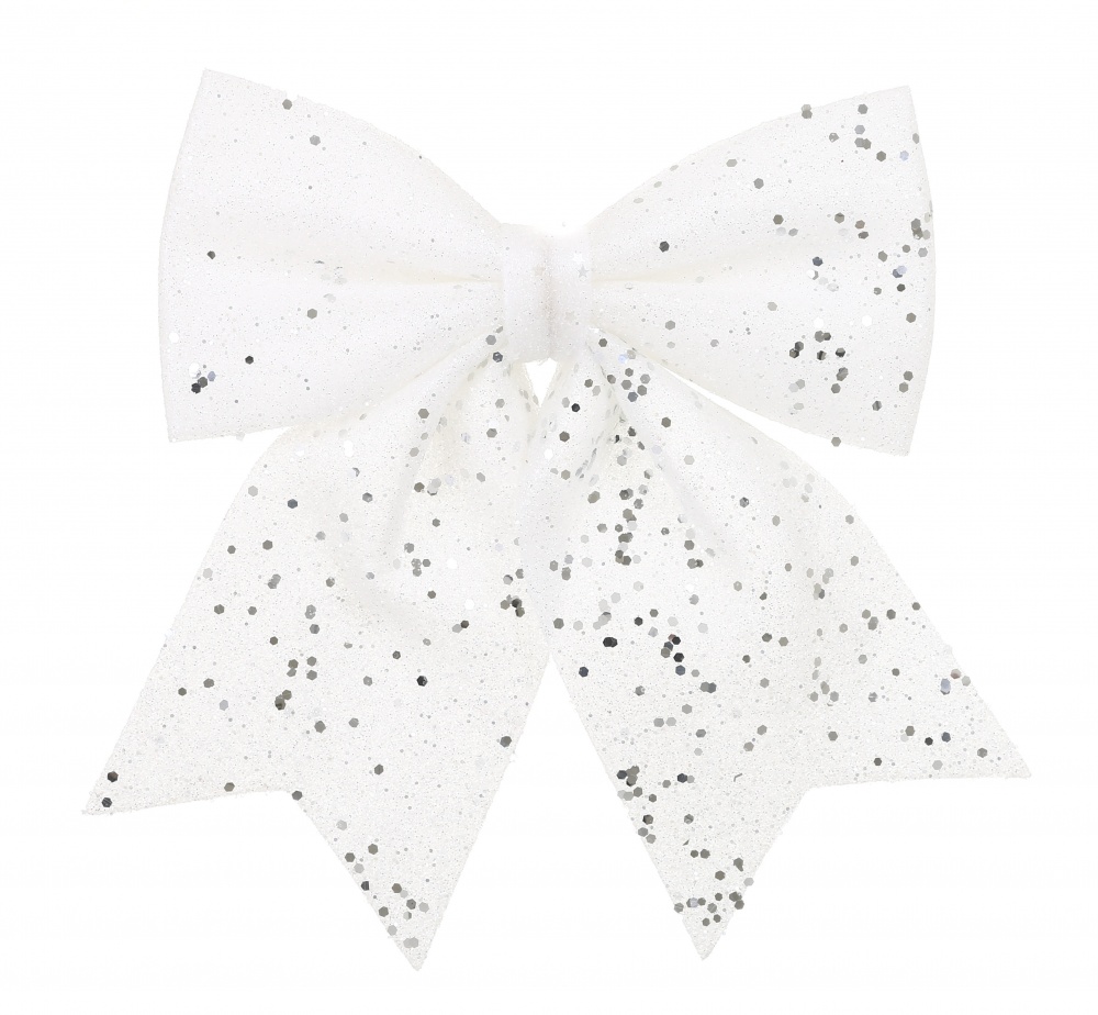 Декорация новогодняя бант с присыпкой полиэстр 20х24см 4 цвета в ассорт. EPI-2019-TW-15