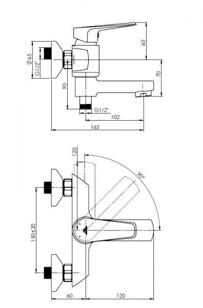 Змішувач для ванни Rubineta Deli-10 (SW) з поворотним виливом
