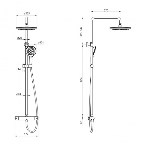 Душевая система Imprese Centrum T-15260SR с термостатом для душа