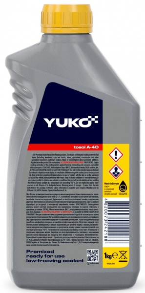 Тосол YUKO низкозамерзающий А-40 от -40 до +110 1л синий