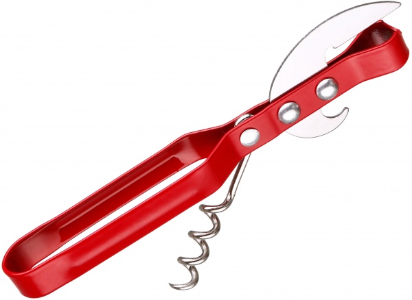 Відкривачка для консервних банок металева універсальна зі штопором