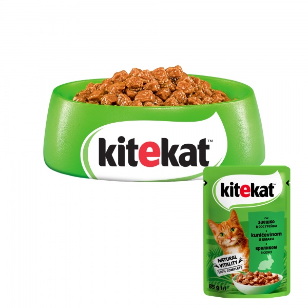 Консерва для котов Kitekat в соусе с крольчатиной 85 г