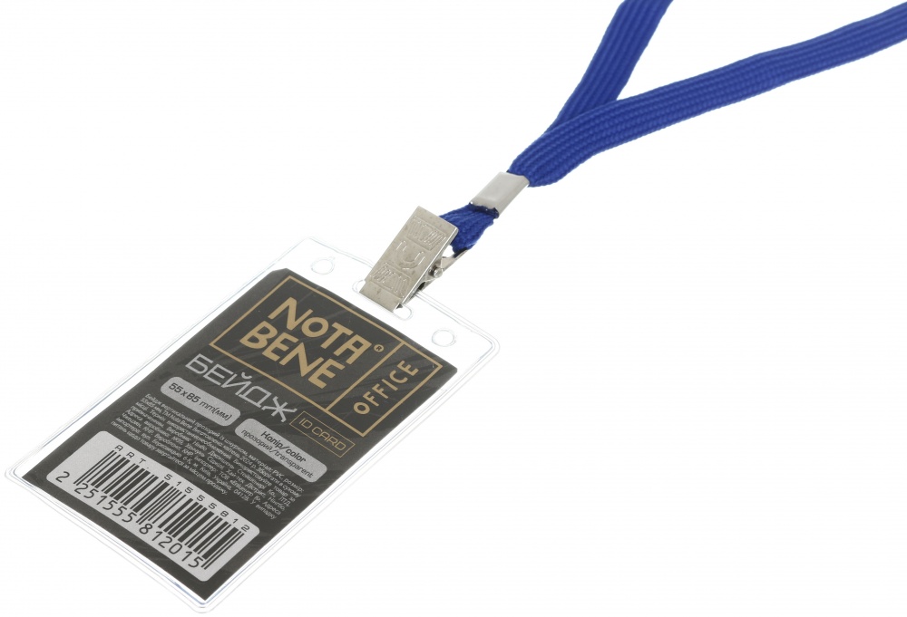 Бейдж вертикальний 55х85 мм зі шнурком Nota Bene