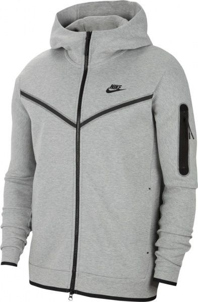 Джемпер Nike M NSW TCH FLC HOODIE FZ WR CU4489-063 р. M сірий меланж