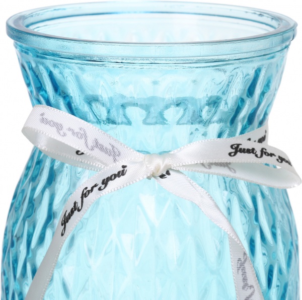 Ваза стеклянная голубая Crystal Sandy 18 см YIWU
