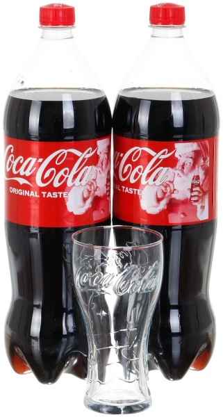 Безалкогольный напиток Coca-Cola Набор 2х1,5л + бокал 