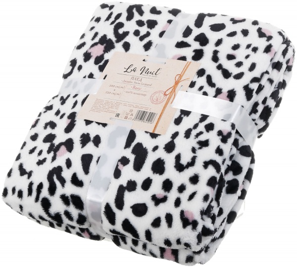 Плед Snow Leopard 200x220 см білий із чорним La Nuit 