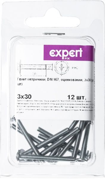 Винт метрический ЦБ DIN967 3x30 мм 12 шт Expert Fix