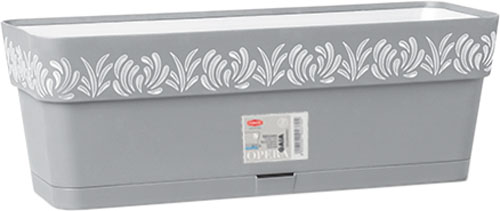 Горщик пластиковий Stefanplast Opera Gaia прямокутний 9,5 л сірий/білий (88801) 