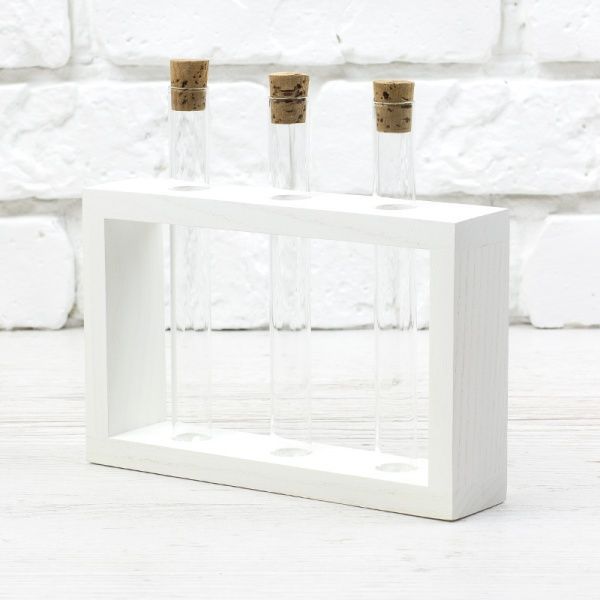 Підставка декоративна Склоприлад із 3 пробірками натуральна