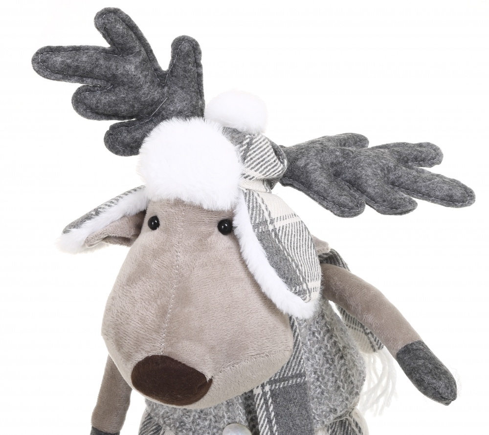 Декорація новорічна лось стояч./ біл.-сір. 2 асорт. 84 см