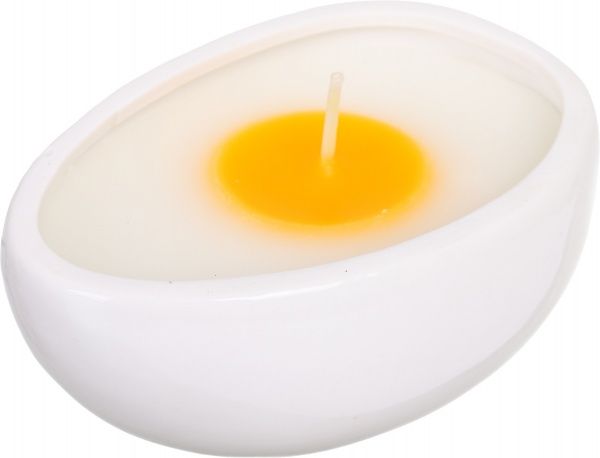 Свічка Яйце біле з золотим зайчиком 11,5х8,5х11,5 см Pako-If