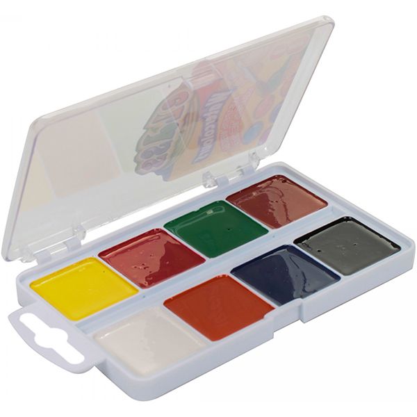 Фарба акварель медова, 8 кольорів, пластикова коробка, Watercolors 7614
