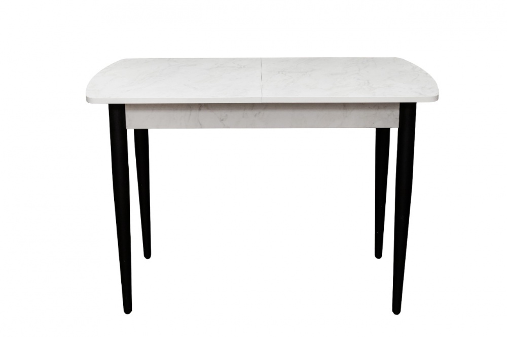 Стіл обідній 1100(1420)x700x750мм білий мармур/чорний