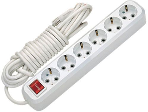 Удлинитель Makel с заземлением 6 гн. белый 3 м MGP233 