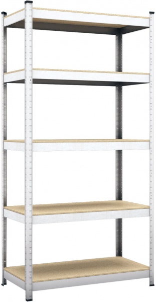 Стеллаж металлический Меткас Бюджет оцинкованный 1800x900x300 мм ДСП полка 5 шт. цинк 