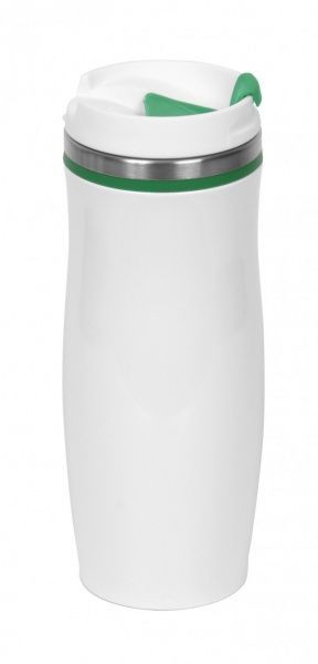 Термочашка Bergamo Promo 0,4 л біла із зеленим