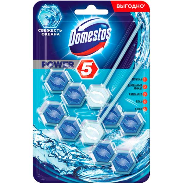 Туалетний блок Domestos Power 5 Свіжість океану 