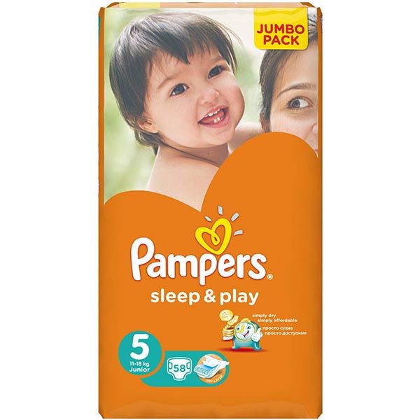 Подгузники Pampers Sleep & Play Junior 5 11-16 кг 58 шт.