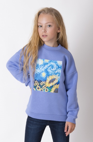 Світшот для дівчинки Mevis 4449 р.134 блакитний 