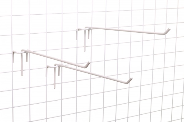 Крючок на сетку одинарный 300 мм 10шт. белый