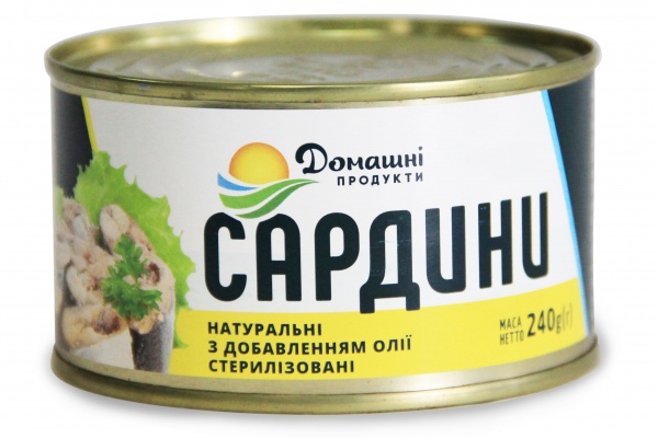Сардины ТМ Домашні продукти в масле ж/б 240 г