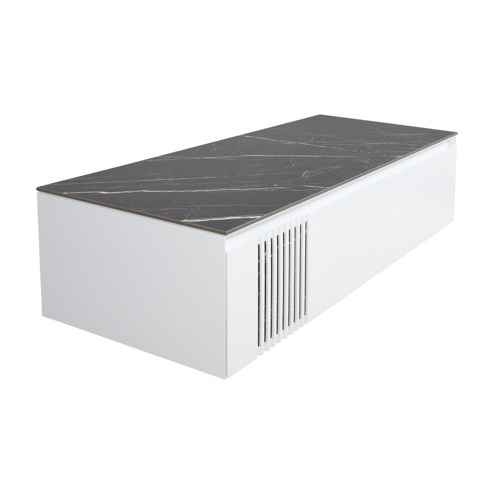 Тумба під умивальник Aqua Rodos MANHATTAN білий мат зі стільницею Namibia Black 120 см