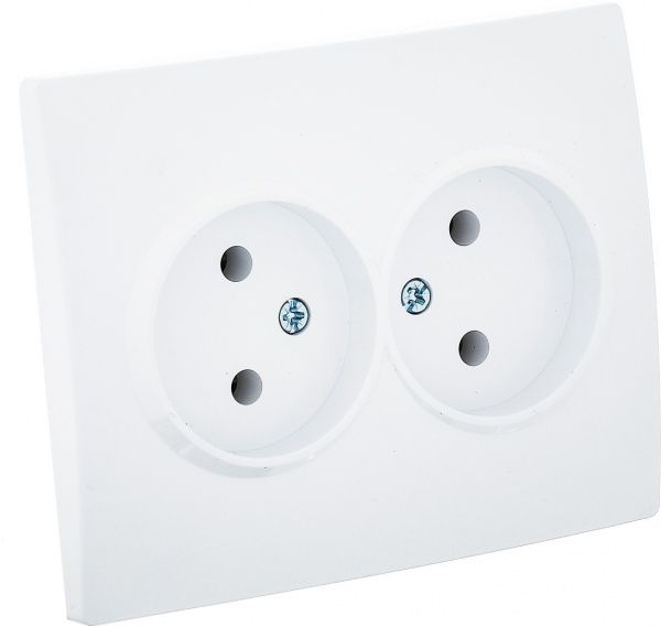 Розетка двойная без заземления UP! (Underprice) One Plus без крышки белый 706-0202-128B