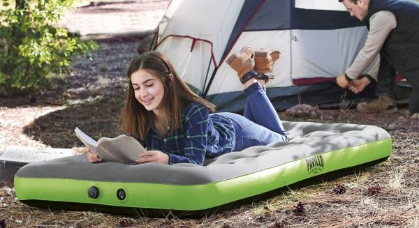 Матрац надувний Bestway з подушкою-насосом 188х22 см сірий/зелений