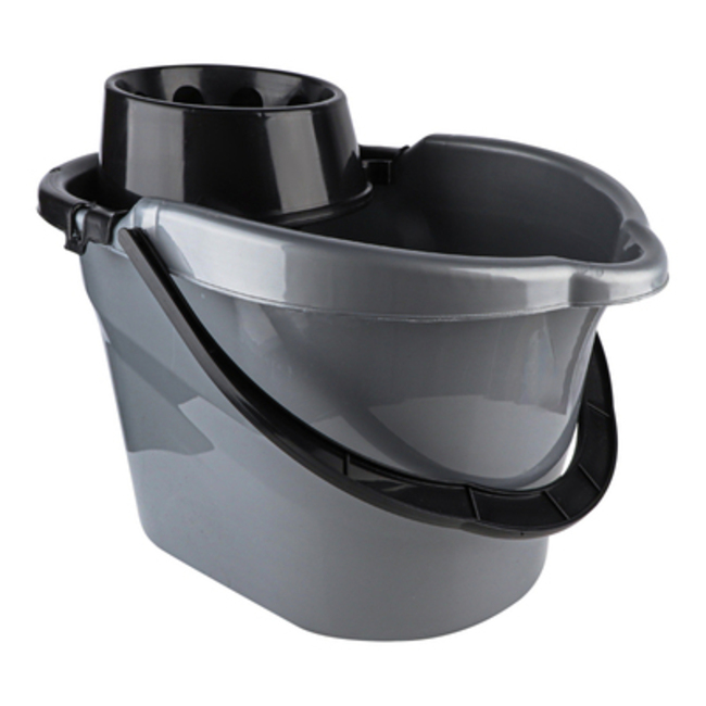 Ведро обычное Fino с отжимом 14 л серый металлик