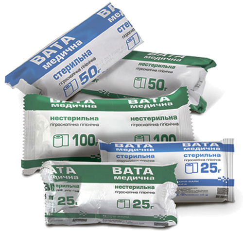 Вата Юрія-Фарм 100 г рулон нестерильный