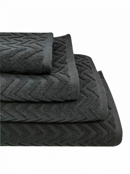 Рушник махровий Зигзаги 50x90 см чорний Simi 