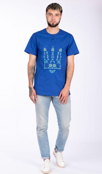 Вышиванка Эдельвика 79-22/00 Тризуб синий р. XXL 