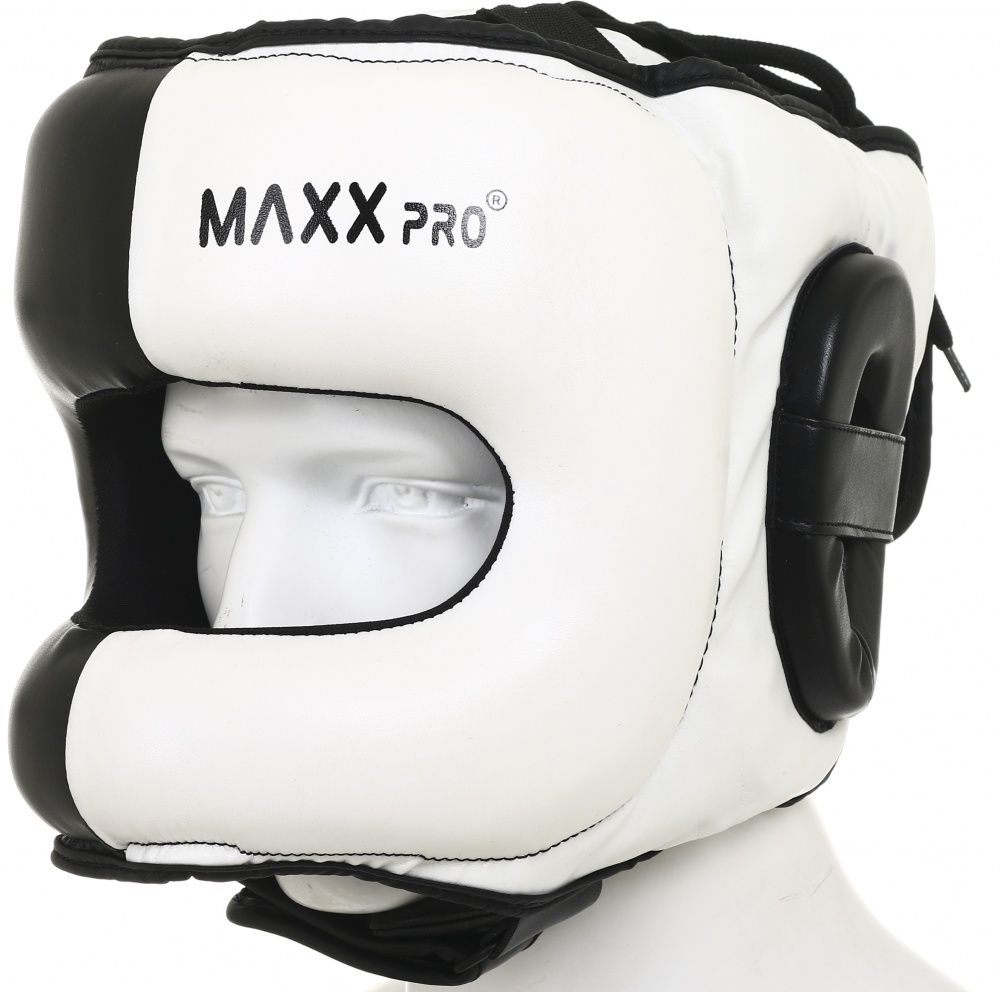 Шлем боксерский MaxxPro р. L AHG-700 Black/White vynil L черныйбелый