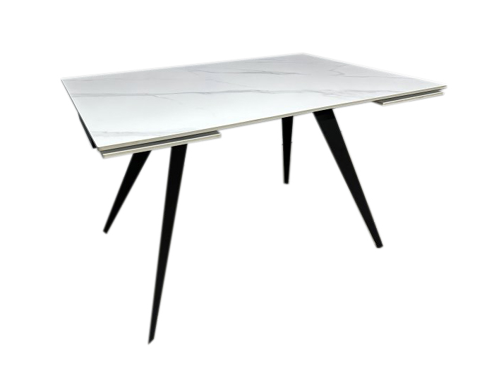 Стол обеденный Prestol Тори 1200(1800)x800x750мм белый матовый/черный