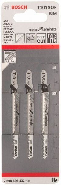 Пилка для електролобзика Bosch T101AOF 3 шт. 2608636432