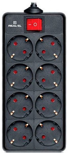 Фильтр-удлинитель REAL-EL с заземлением 8 гн. черный 3 м RS-8 PROTECT, 3m, black (REAL- 