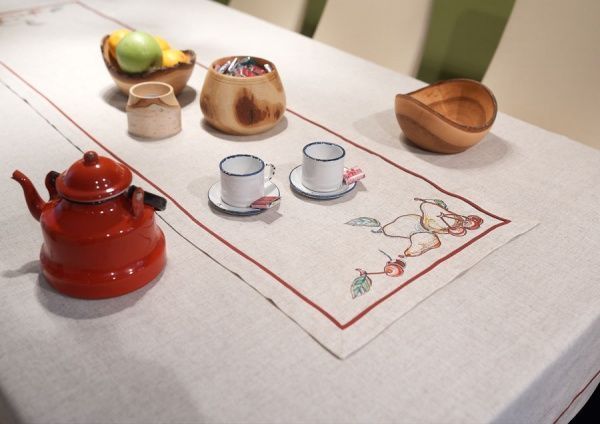 Дорожка «Фрукты» 408-17/00 40x140 см льняной 