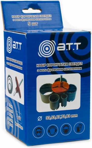 Набор коронок вольфрамовых A.T.T. по керамике 33-83 мм 9200611