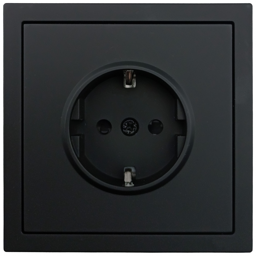 Механізм розетки побутова із заземленням HausMark Juna IP20 чорний матовий 7041-1788U2-124BQC