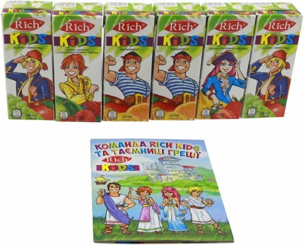 Нектар Rich набір асорті зі стікербуком 6 шт. 200 мл