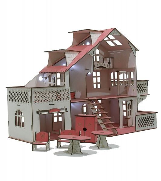 Кукольный домик Good Play 85х35х55 см с гаражом и подсветкой В 012